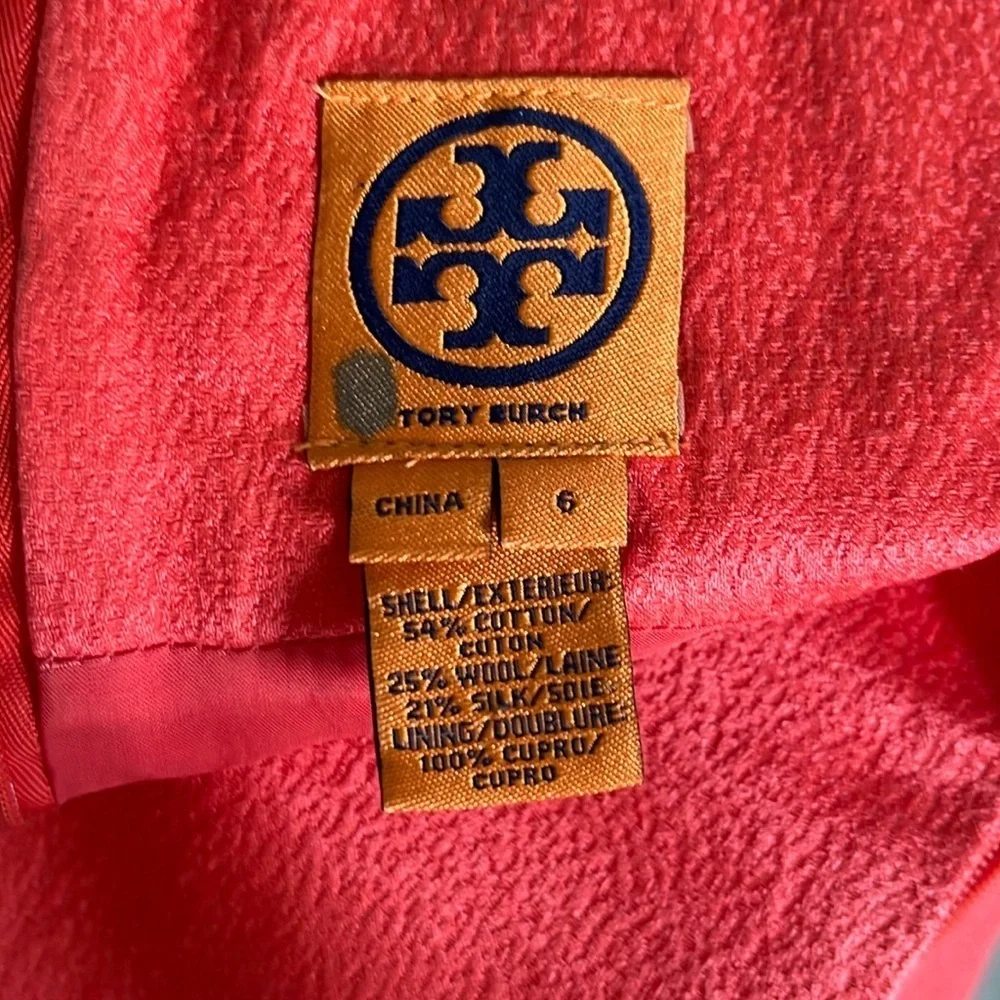 Tory Burch  Dress   Sleeveless  dark coral almost orange  flattering sheath Sz 6